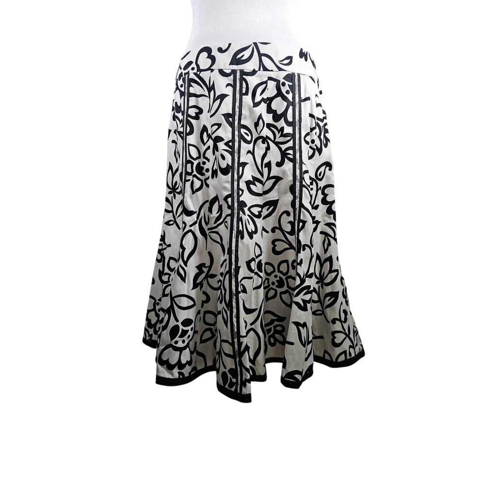 Willi Smith Womens Cotton Flared Skirt Black White Size 10